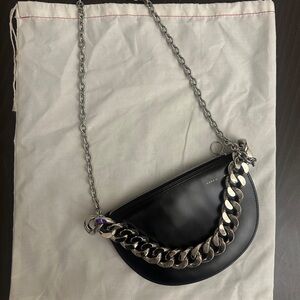 Kara Starfruit black leather bag with silver chain